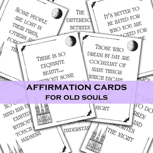 The Sweary Affirmation Shop - Mini Gothic Affirmation Deck | Encouragement Cards for Old Souls